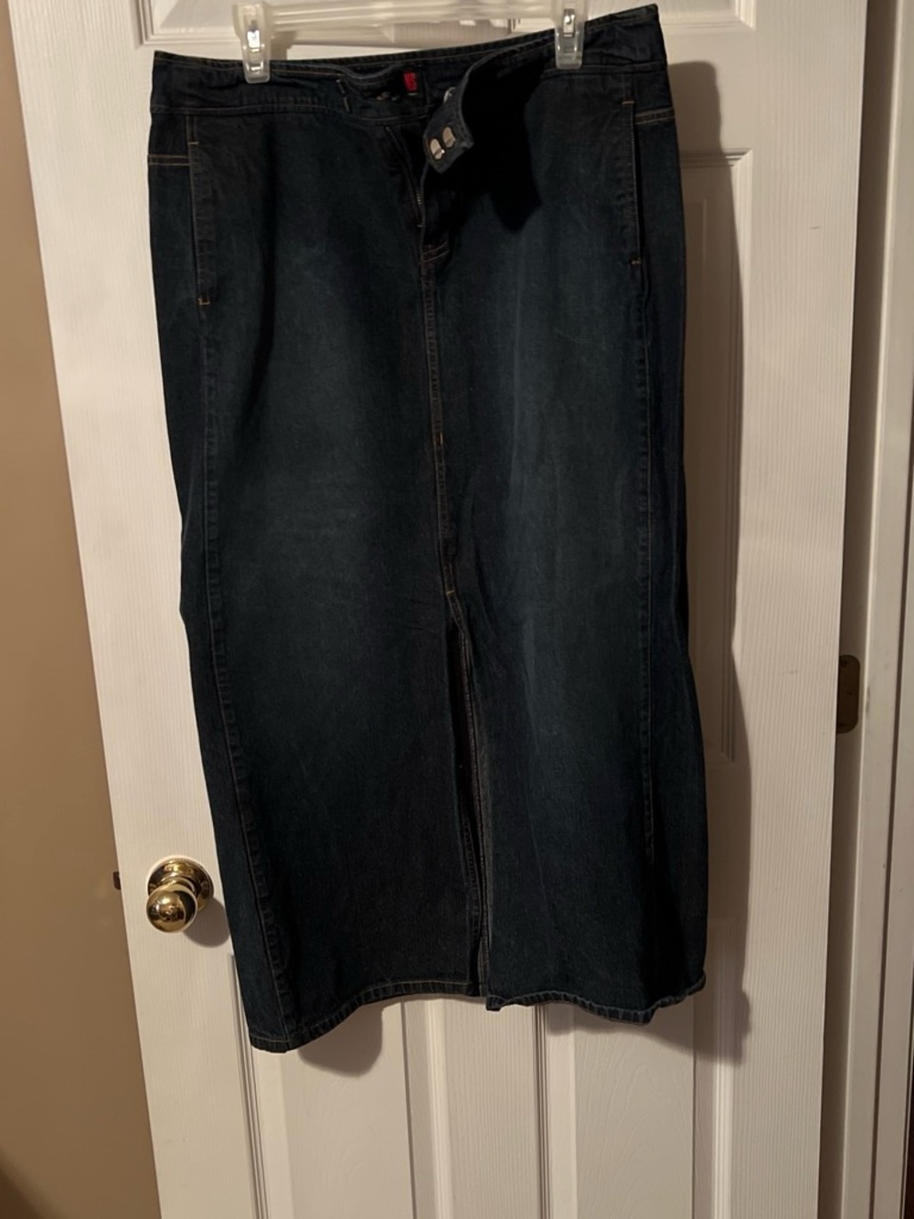 New York & Company Dark Indigo Straight Denim Skirt
